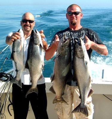 Ken and Mike on a Lake Michigan salmon fishing charter.