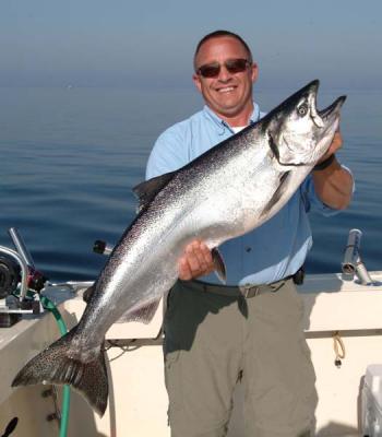 This fisherman Joe finished off his Holiday Weekend with a fishing charter aboard the Nicole Lynn and landed this Trophy Size Chinook King Salmon. Great Job Joe!